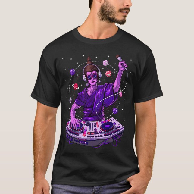Buddha Psykedelisk DJ T Shirt (Framsida)