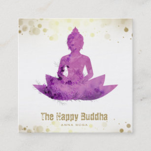 *~* Buddha QR Botanical Blommigt AP33 Lotus Fyrkantigt Visitkort