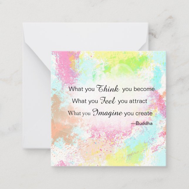 *~ Buddha Quote Pastel Watercolor AP62 Note Card Anteckningskort (Framsida)