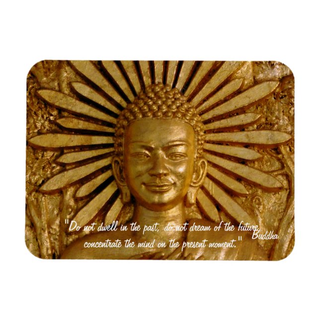 Buddha Quotes & Guld Buddha, Helig Garden /Dharma Magnet (Horisontell)