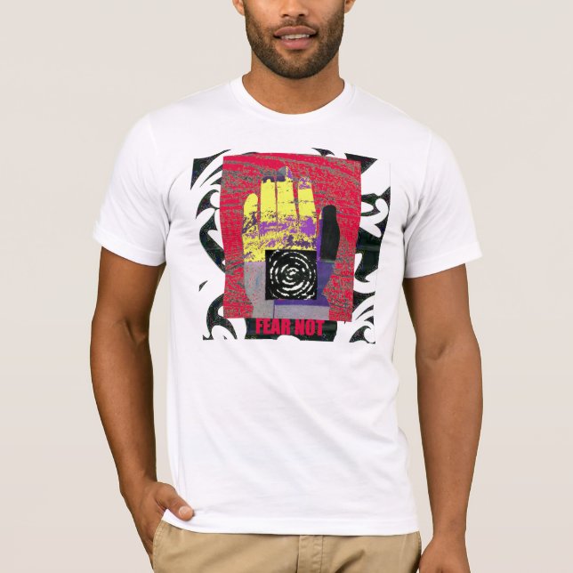 Buddha räcker - gult på rött tee shirt (Framsida)