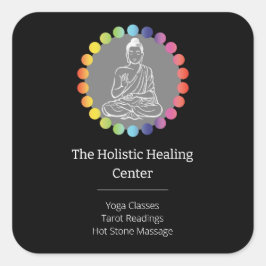 Buddha Rainbow Chakras Andlig Metaphysical Yoga Fyrkantigt Klistermärke