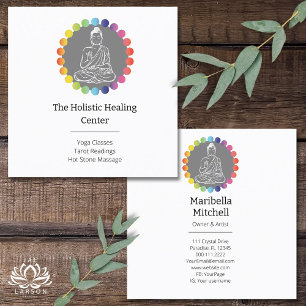 Buddha Rainbow Chakras Andlig Metaphysical Yoga Fyrkantigt Visitkort