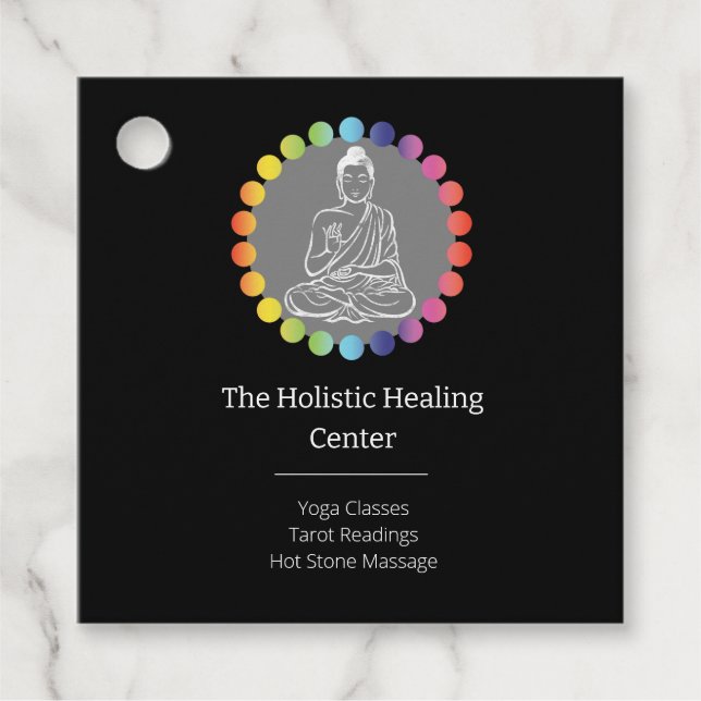 Buddha Rainbow Chakras Andlig Metaphysical Yoga Gåvor Etiketter (Framsida)