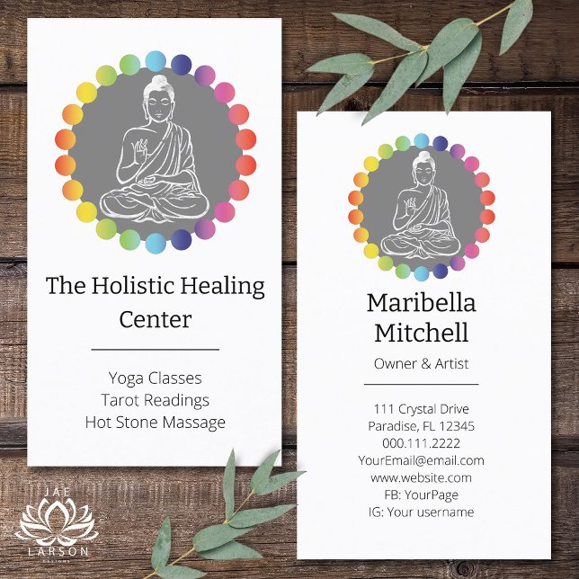 Buddha Rainbow Chakras Andlig Metaphysical Yoga Visitkort (Skapare uppladdad)