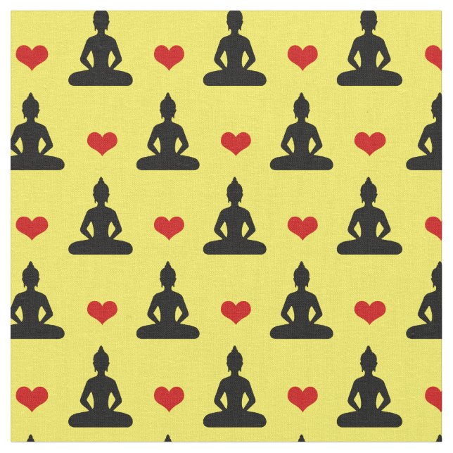 Buddha & Red Heart mode Fabric /Buddhism Yoga Tyg (Närbild)