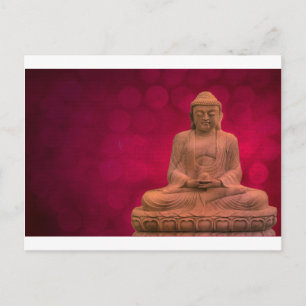 buddha red vykort