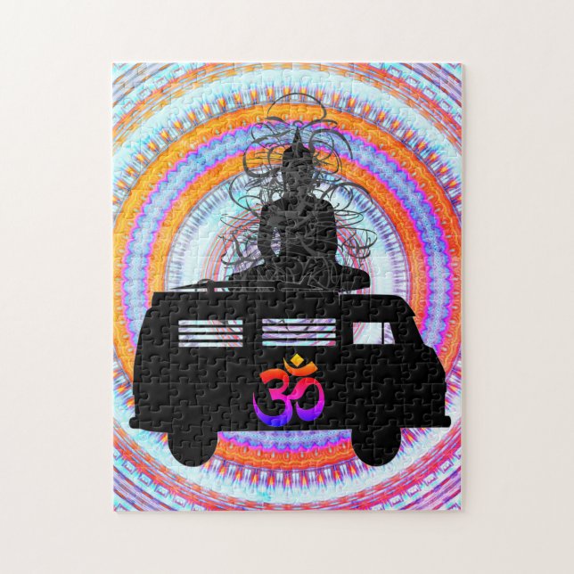 Buddha Retro Hippie om Symbol Mandala Jigszl Puzzl Pussel (Vertikal)