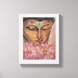 Buddha Rosa Lotus Watercolor Kanvastryck