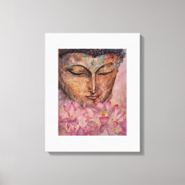 Buddha Rosa Lotus Watercolor Kanvastryck 16x20