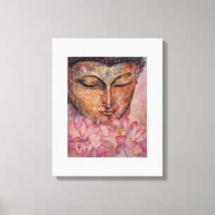 Buddha Rosa Lotus Watercolor Kanvastryck 16x20