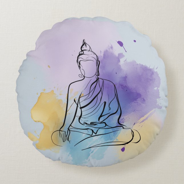 Buddha Round Pillow | Fredlig Zen Rund Kudde (Framsidan)
