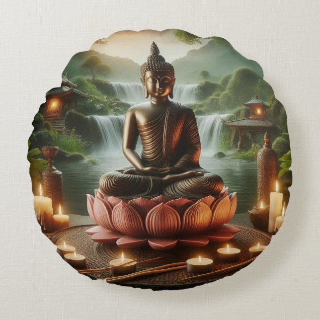 Buddha Rund Kudde (Framsidan)