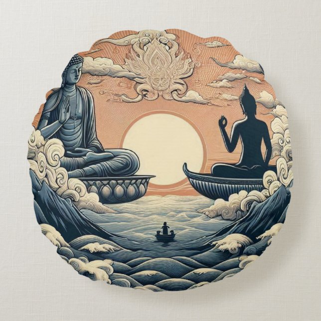 Buddha Rund Kudde (Framsidan)