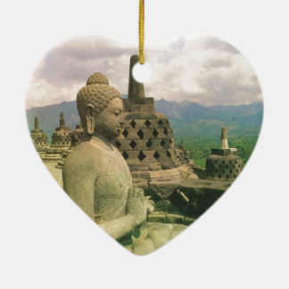 Buddha sätta en klocka på statyn, det Borobodur Julgransprydnad Keramik