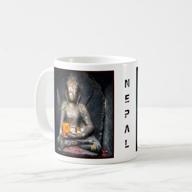 Buddha Shakyamuni & Bouathath Stupa, Nepal Kaffemugg (Framsida vänster)