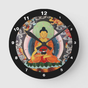 Buddha Shakyamuni & Enlightenment, Himalayas Nepal Rund Klocka