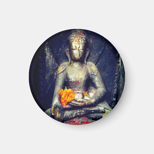 Buddha Shakyamuni, Flower, Himalayas - Nepal Magnet (Framsidan)