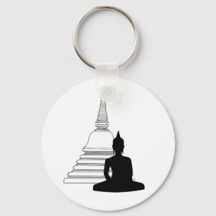 Buddha Silhouette med Stupa Nyckelring