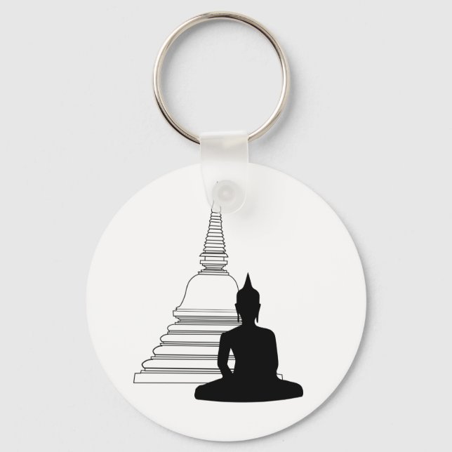 Buddha Silhouette med Stupa Nyckelring (Framsida)