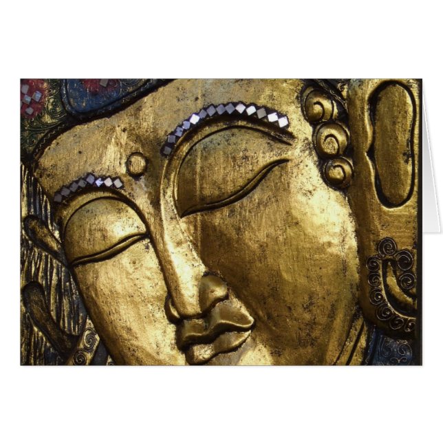 Buddha Sleeping Meditating Praying Öga stängd Hälsningskort (Framsidan Horizontal)