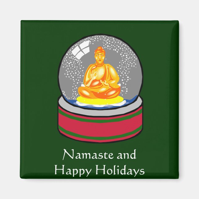 Buddha Snö Globe Magnet (Framsidan)