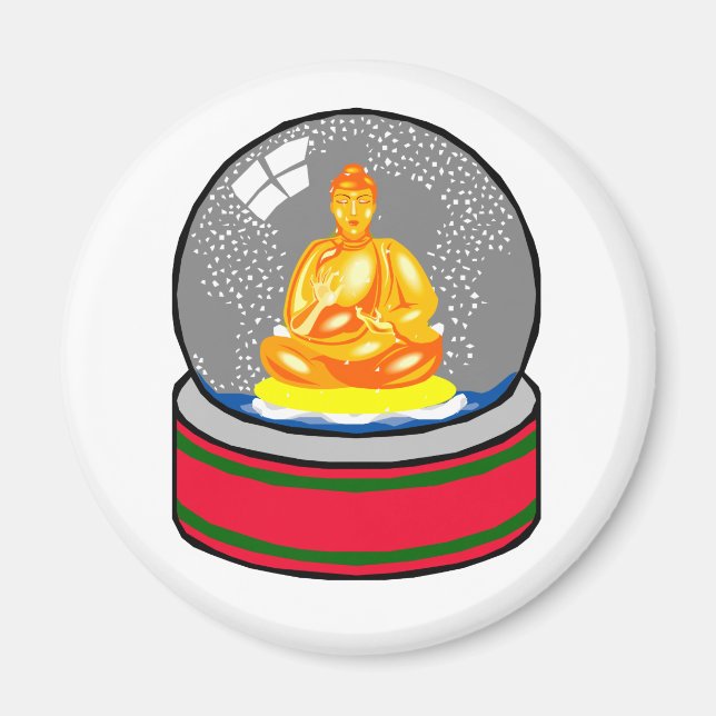 Buddha Snö Globe Magnet (Framsidan)