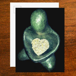 Buddha som håller hjärta av sten vykort