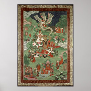 Buddha som klipper en tuft av hår poster