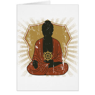 Buddha som mediterar Dharma, rullar Hälsningskort