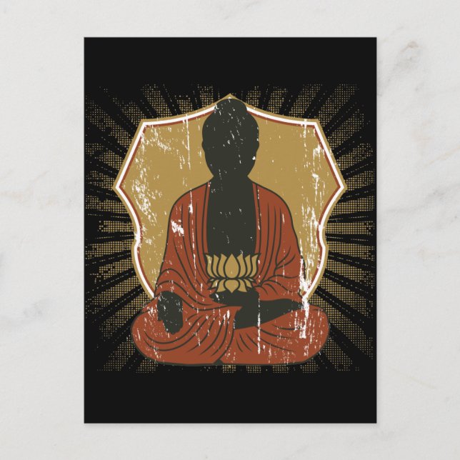 Buddha som mediterar lotusblommablomman vykort (Framsida)