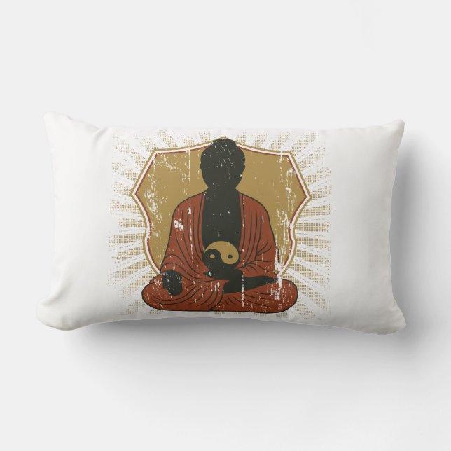 Buddha som mediterar Om-symbol Lumbarkudde (Framsida)