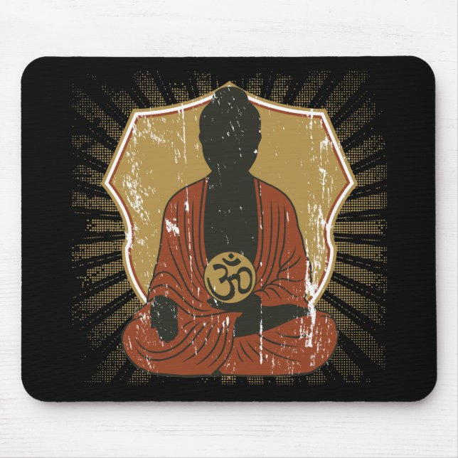 Buddha som mediterar Om-symbol Musmatta (Framsidan)