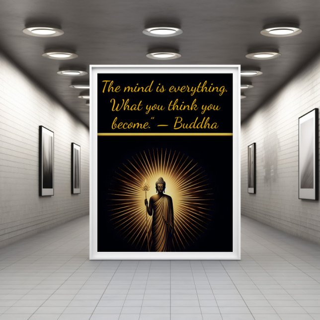 Buddha står mitt i strålande ljus. poster (Skapare uppladdad)