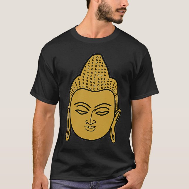 Buddha Statue Face Zen Yoga Meditation Relax Mindf T Shirt (Framsida)