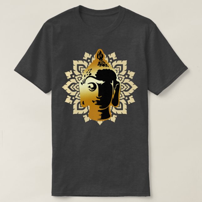 Buddha Statue Head Mandala Meditation Zen T Shirt (Design framsida)