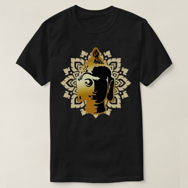 Buddha Statue Head Mandala Meditation Zen T Shirt (Design framsida)