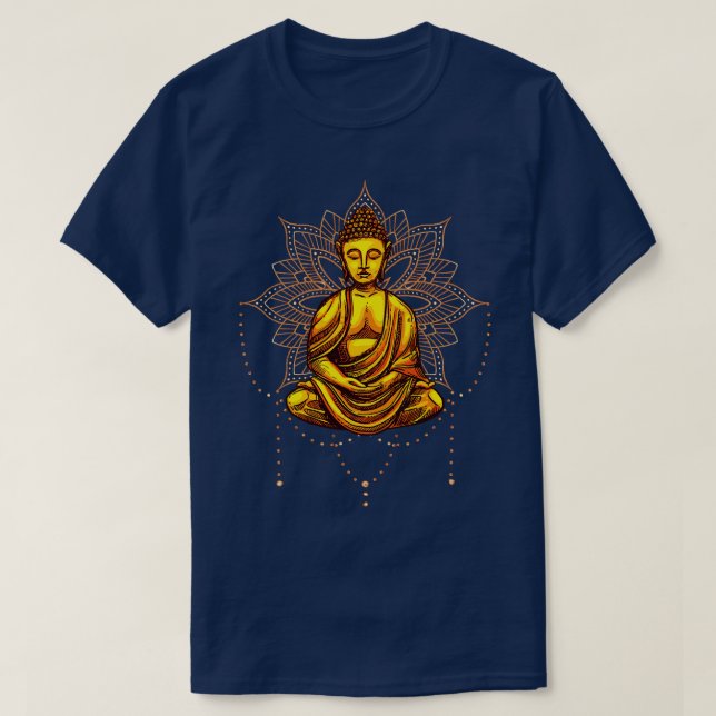Buddha Statue Meditation Mantra T Shirt (Design framsida)