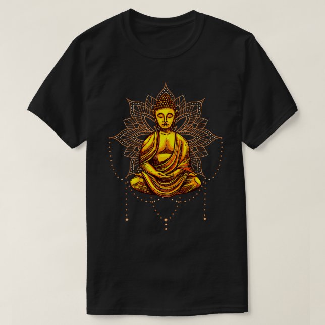 Buddha Statue Meditation Mantra T Shirt (Design framsida)
