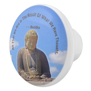 BUDDHA STATUE OCH QUOTE Ceramic Knob Knopp