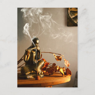Buddha Statue Prayer Room Incense Vykort