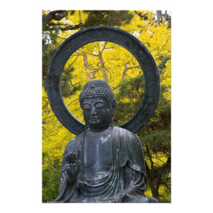 Buddha-staty i de japanska trädgårdarna Golden Fototryck