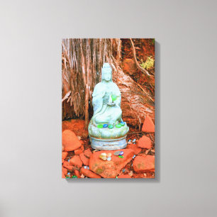 buddha staty slågen in kanfas canvastryck