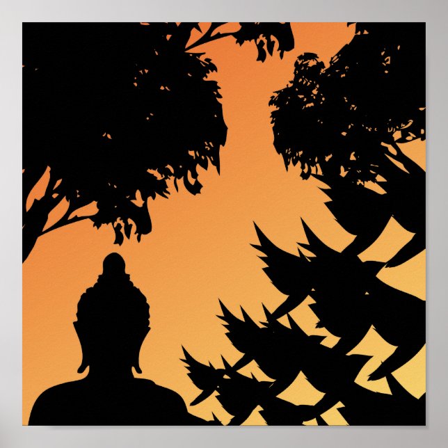 Buddha Sunset Silhouette Poster (Framsidan)