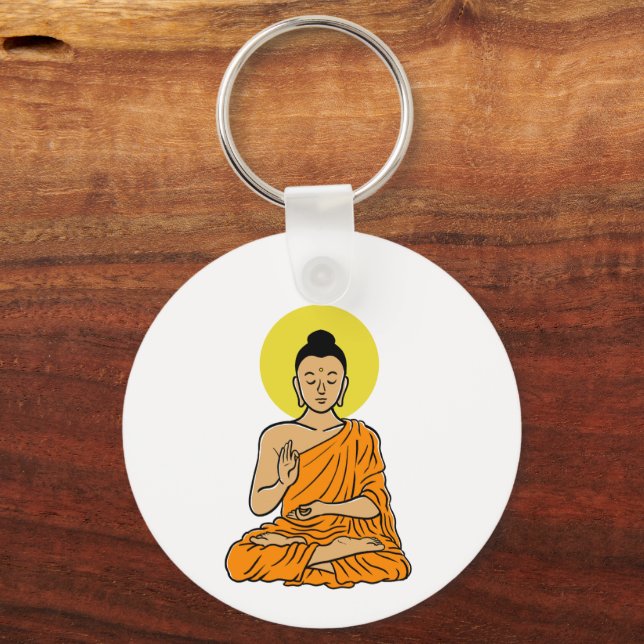 Buddha tecknad Buddhism.net magnet Nyckelring (Baksida)