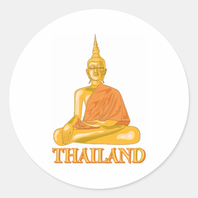 Buddha Thailand Runt Klistermärke (Framsida)
