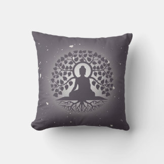 Buddha Tree Yoga Throw Pillow Kudde
