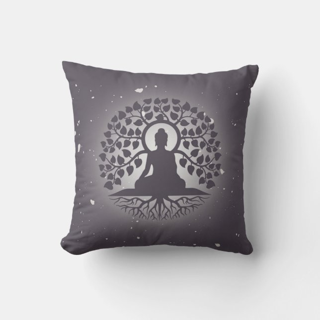 Buddha Tree Yoga Throw Pillow Kudde (Framsida)