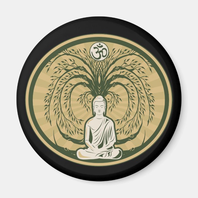 Buddha under Bodhi Träd Magnet (Framsidan)