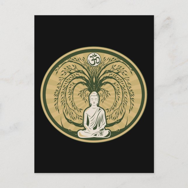 Buddha under Bodhi Träd Vykort (Framsida)